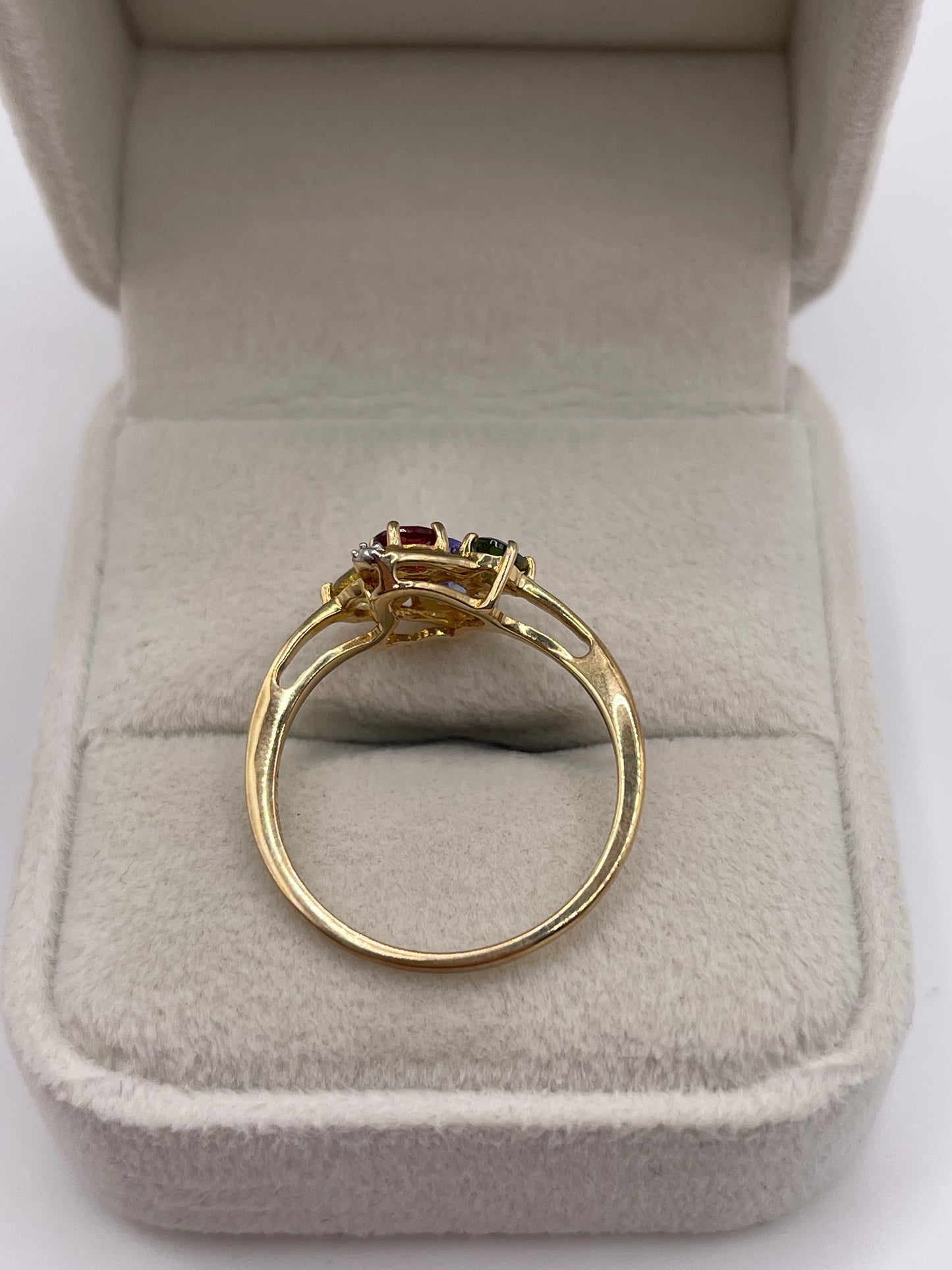 9ct gold multi gemstone and diamond ring