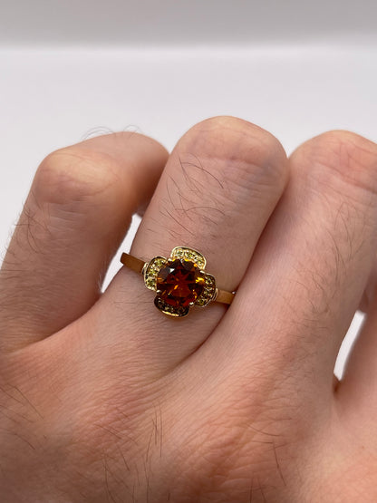 9ct gold citrine and diamond ribg