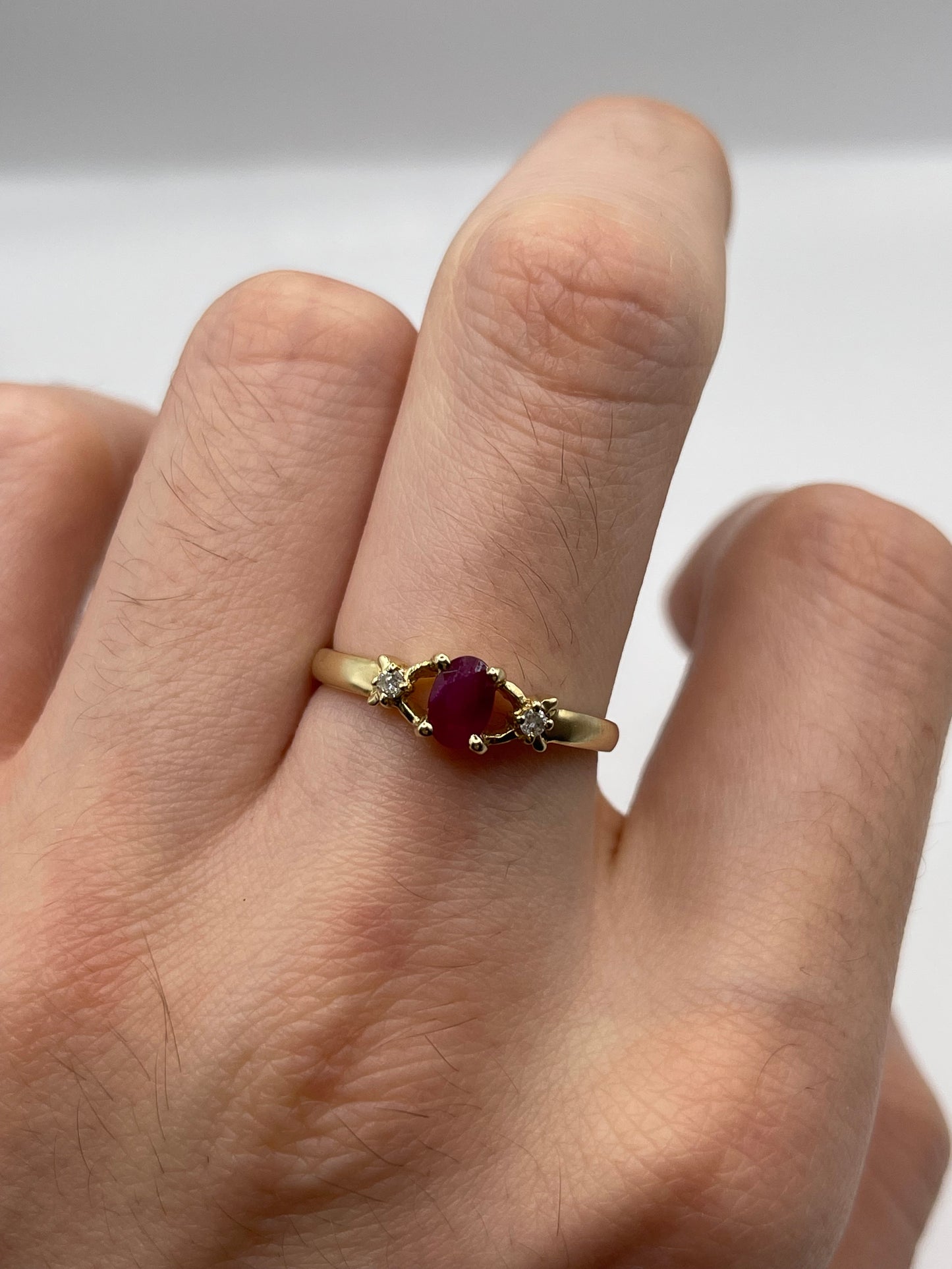 9ct gold ruby and diamond ring