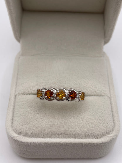 9ct white gold citrine and diamond ring
