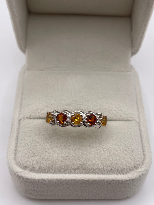 9ct white gold citrine and diamond ring