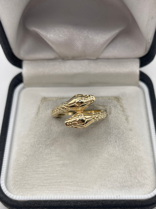 9ct gold double snake ring