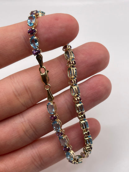 9ct gold topaz and amethyst bracelet