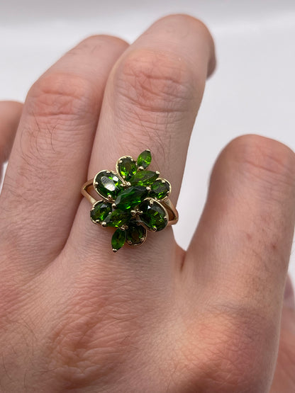9ct gold diopside cluster ring