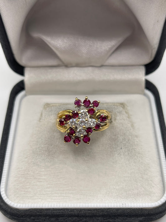 18ct gold ruby and diamond ring