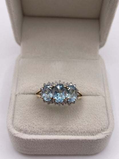 9ct gold topaz and diamond ring