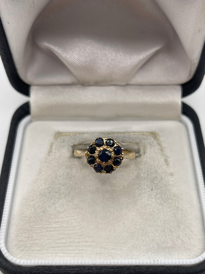 9ct gold sapphire cluster ring