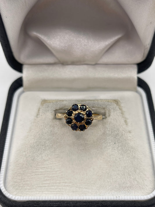 9ct gold sapphire cluster ring