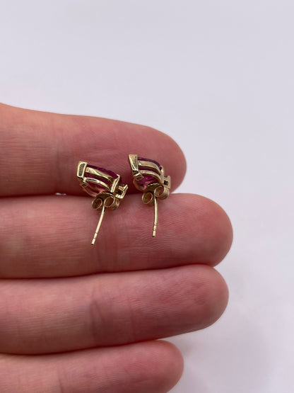 9ct gold ruby and diamond earrings