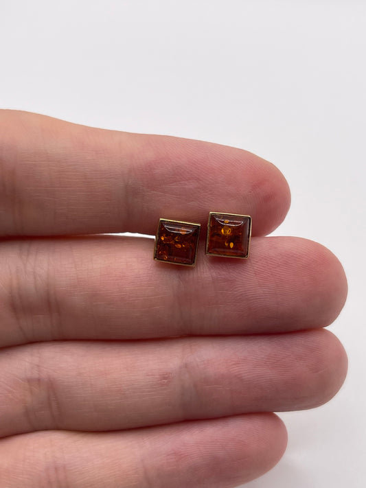 9ct gold amber earrings