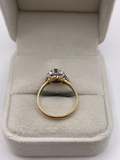 9ct gold garnet and diamond ring