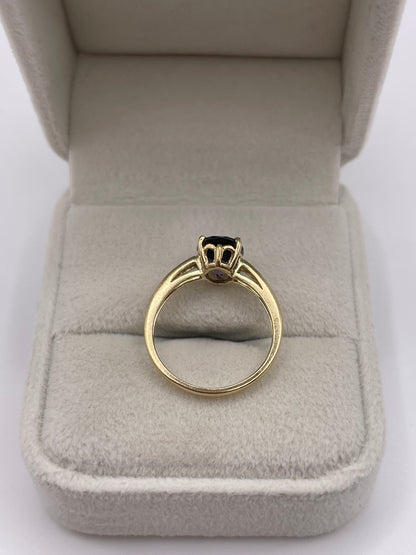 9ct gold iolite and diamond ring