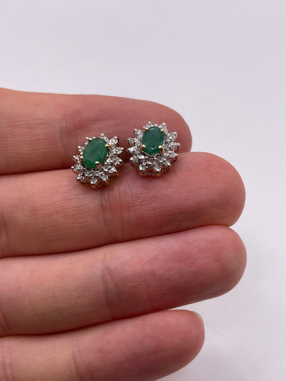 9ct gold emerald and diamond earrings