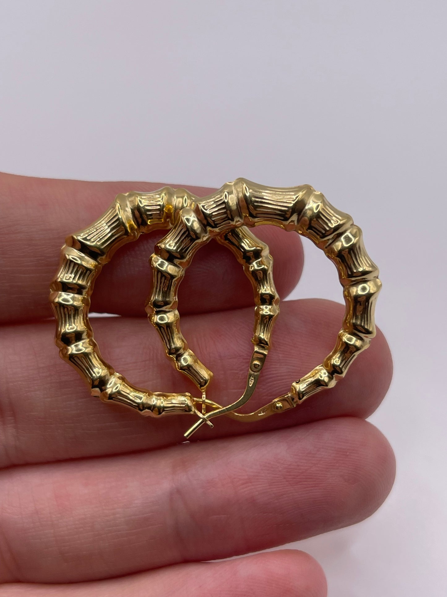 9ct gold bamboo creole earrings