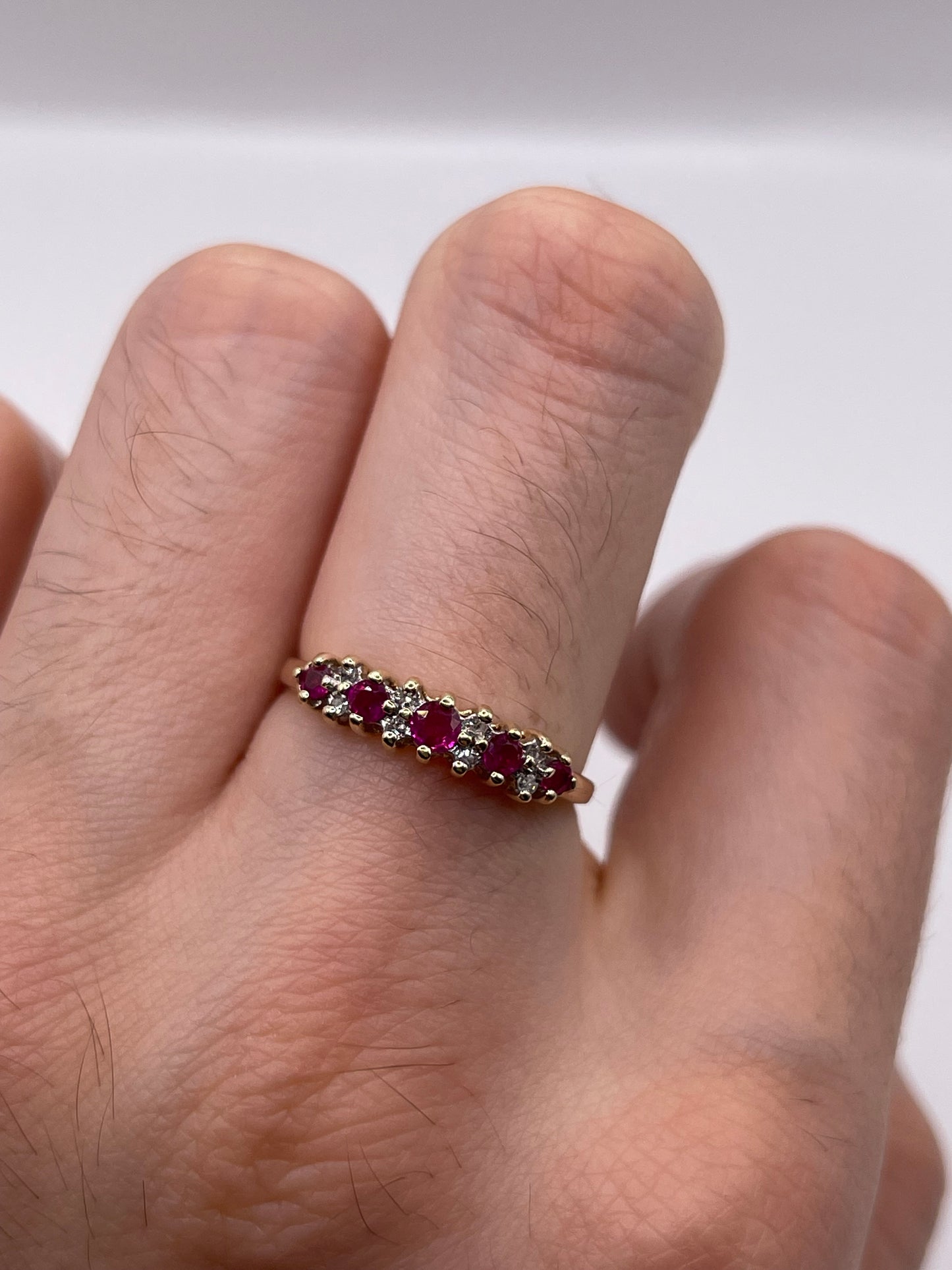 9ct gold ruby and diamond ring