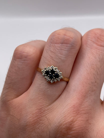 9ct gold sapphire and diamond ring