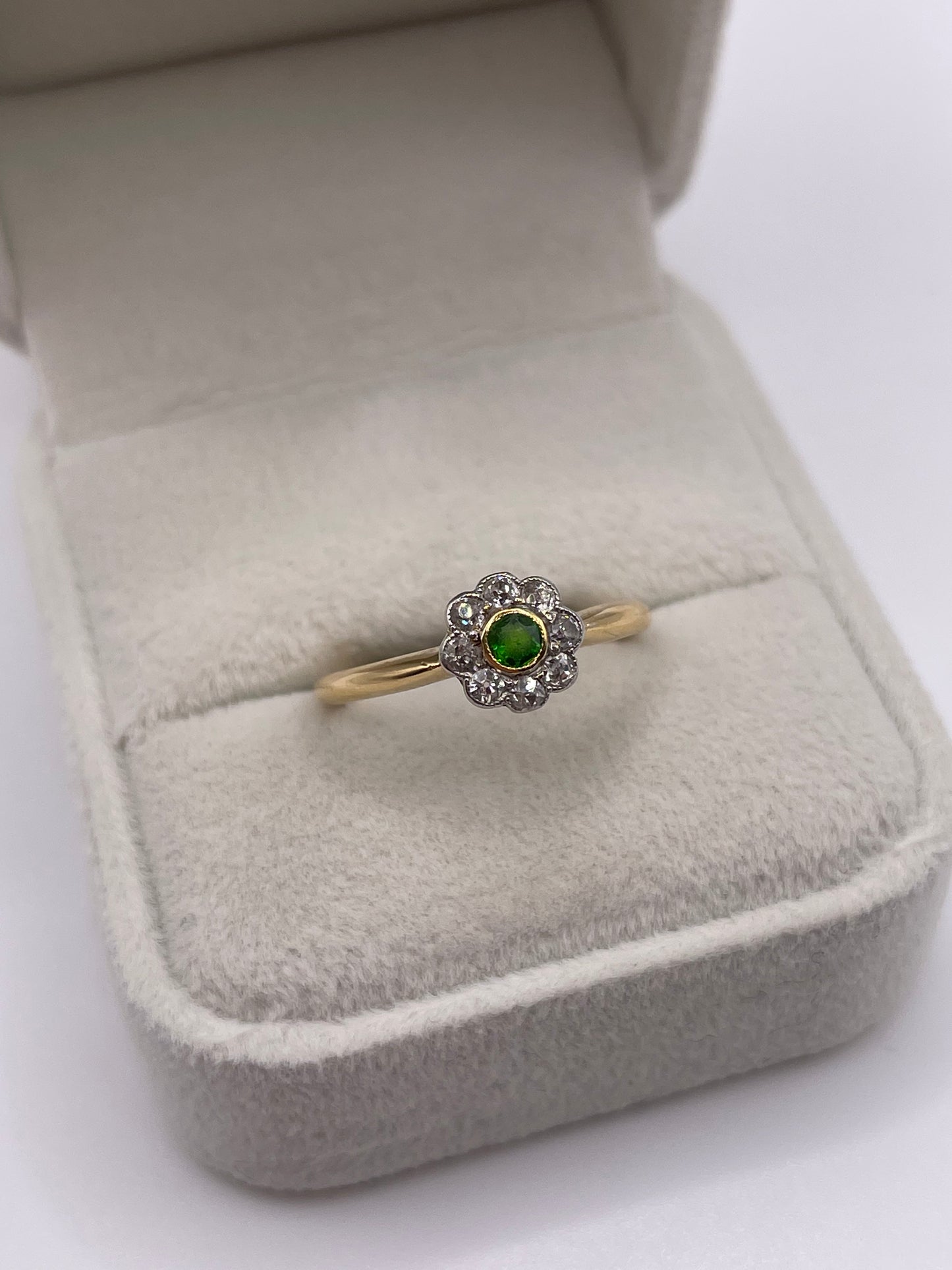 18ct gold emerald and diamond ring