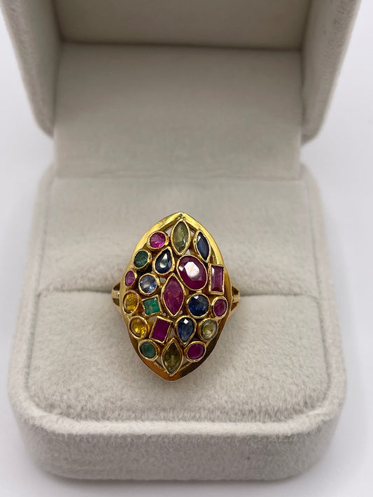 18ct gold mult gemstone cluster ring