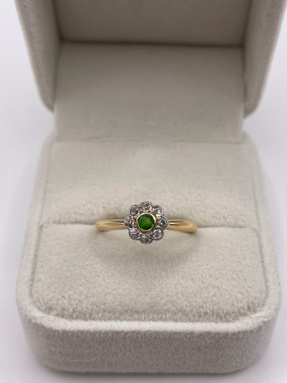 18ct gold emerald and diamond ring