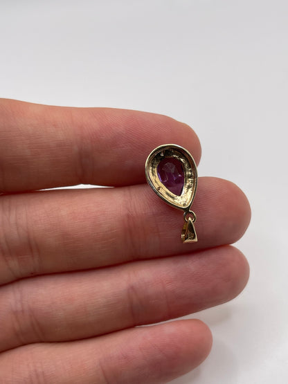 9ct gold amethyst and diamond pendant