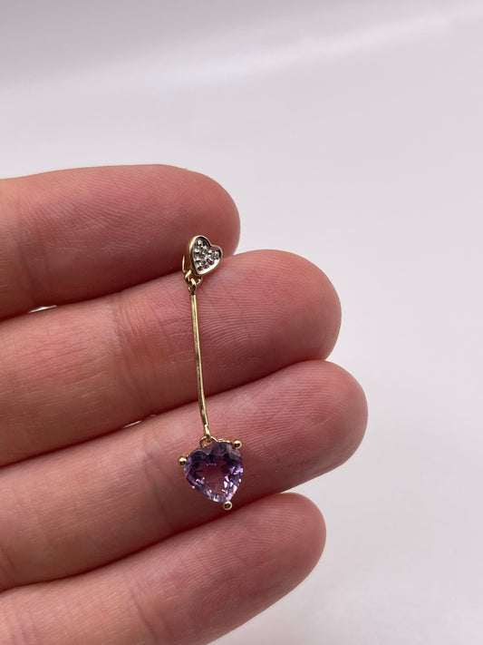 9ct gold amethyst and diamond pendant