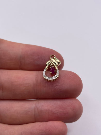9ct gold ruby and diamond pendant