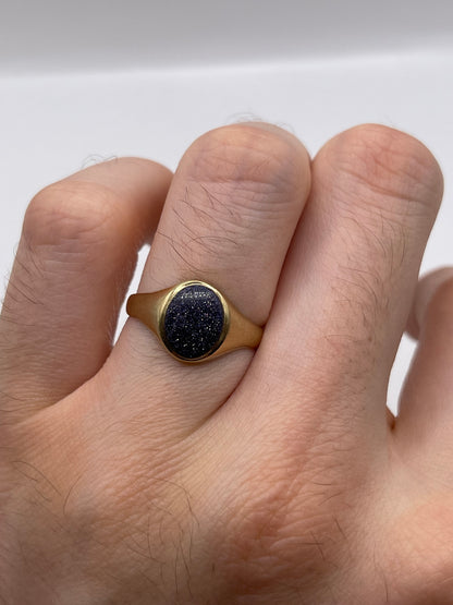 9ct gold sandstone signet ring