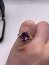 Load image into Gallery viewer, 9ct gold amethyst and diamond ring
