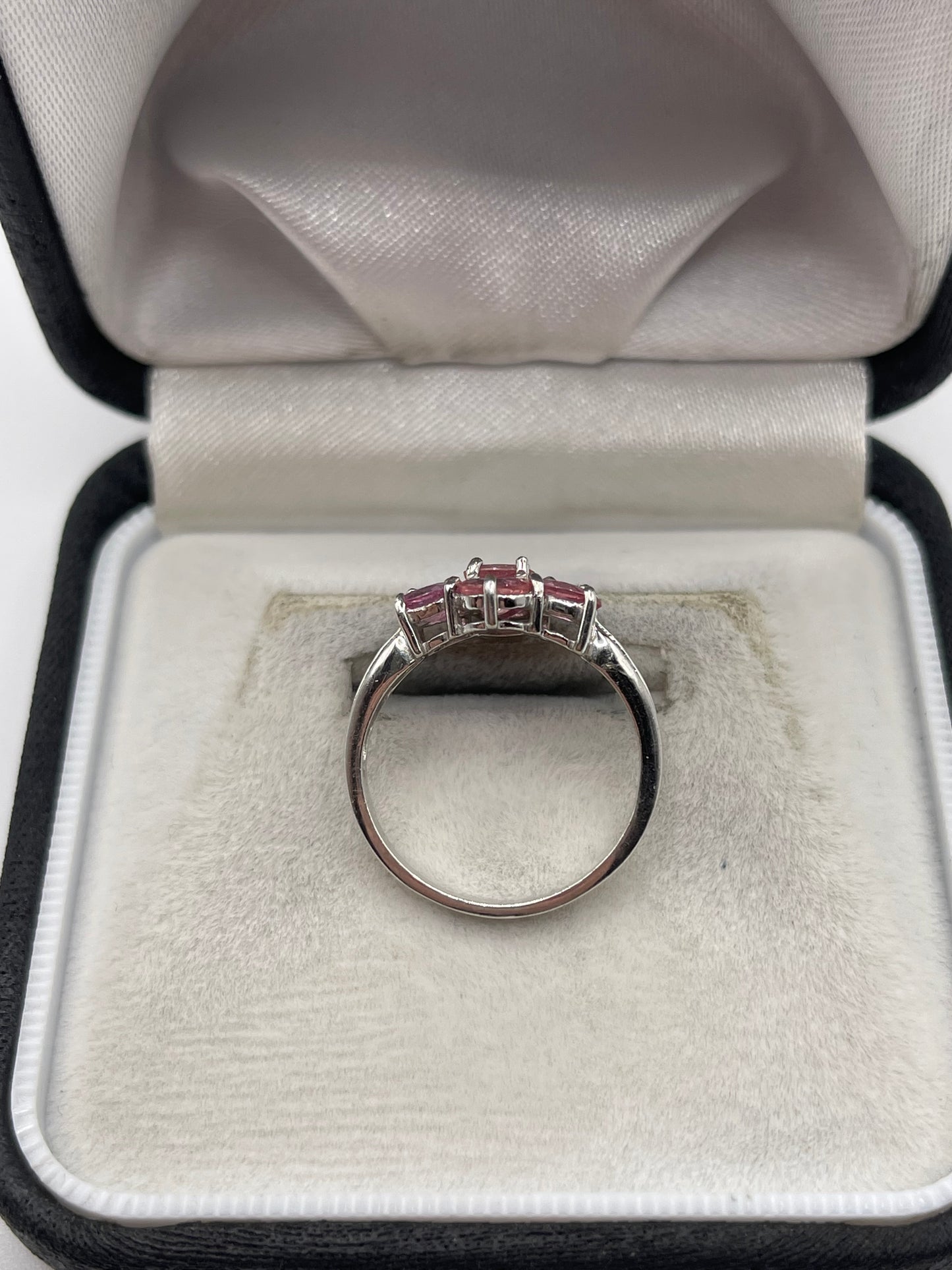 18ct white gold pink sapphire cluster ring