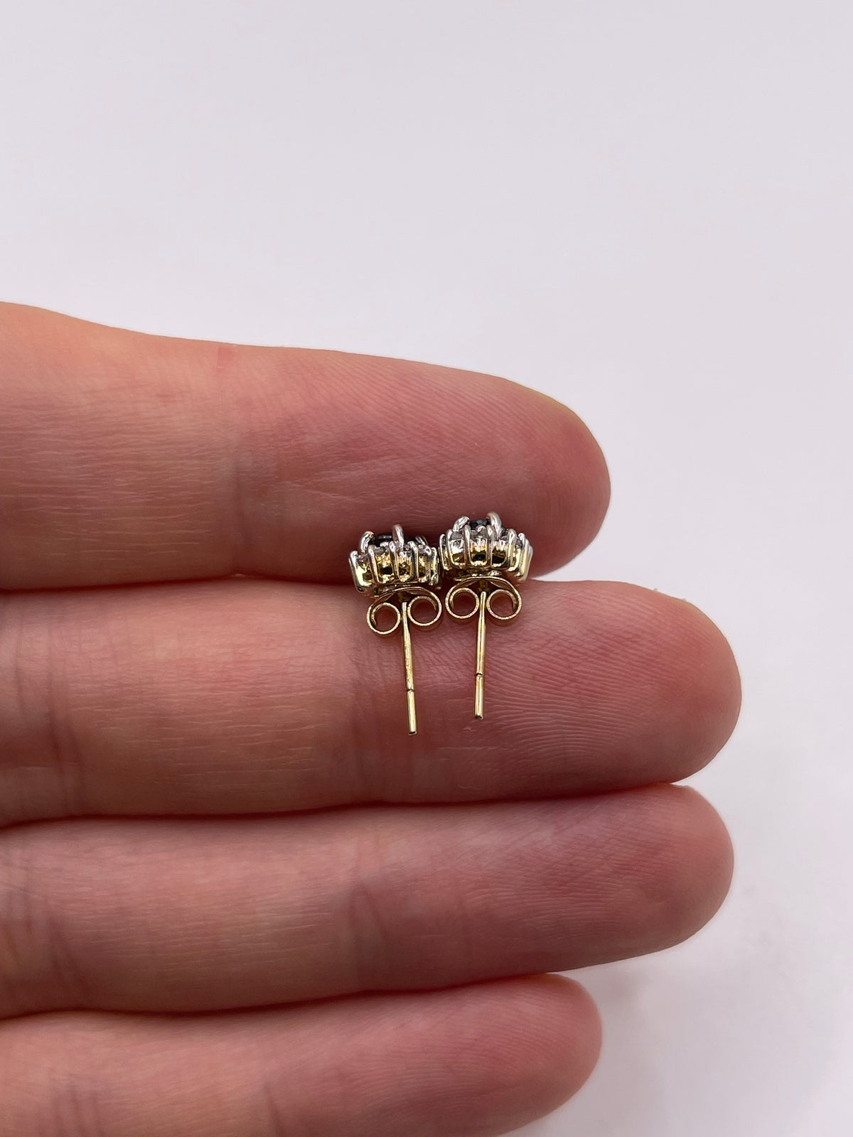 9ct gold sapphire and diamond earrings