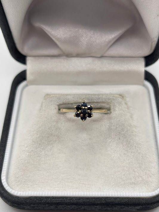 9ct gold sapphire cluster ring