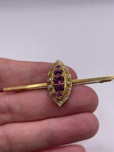 Load image into Gallery viewer, Antique 18ct gold garnet and diamond brooch
