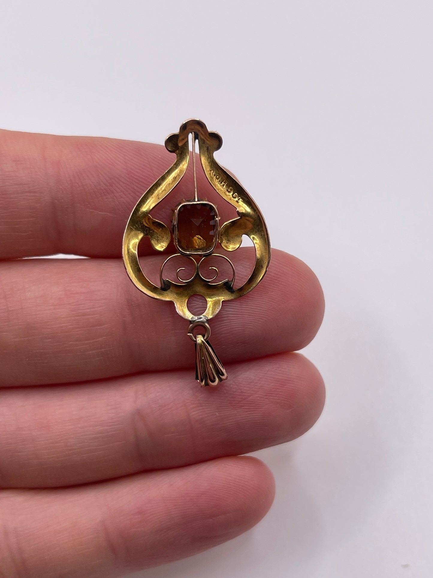 Antique 9ct gold paste pendant
