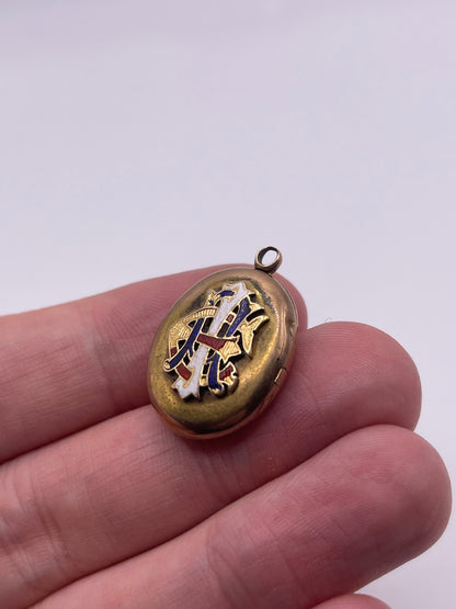 Antique 15ct gold enamelled locket