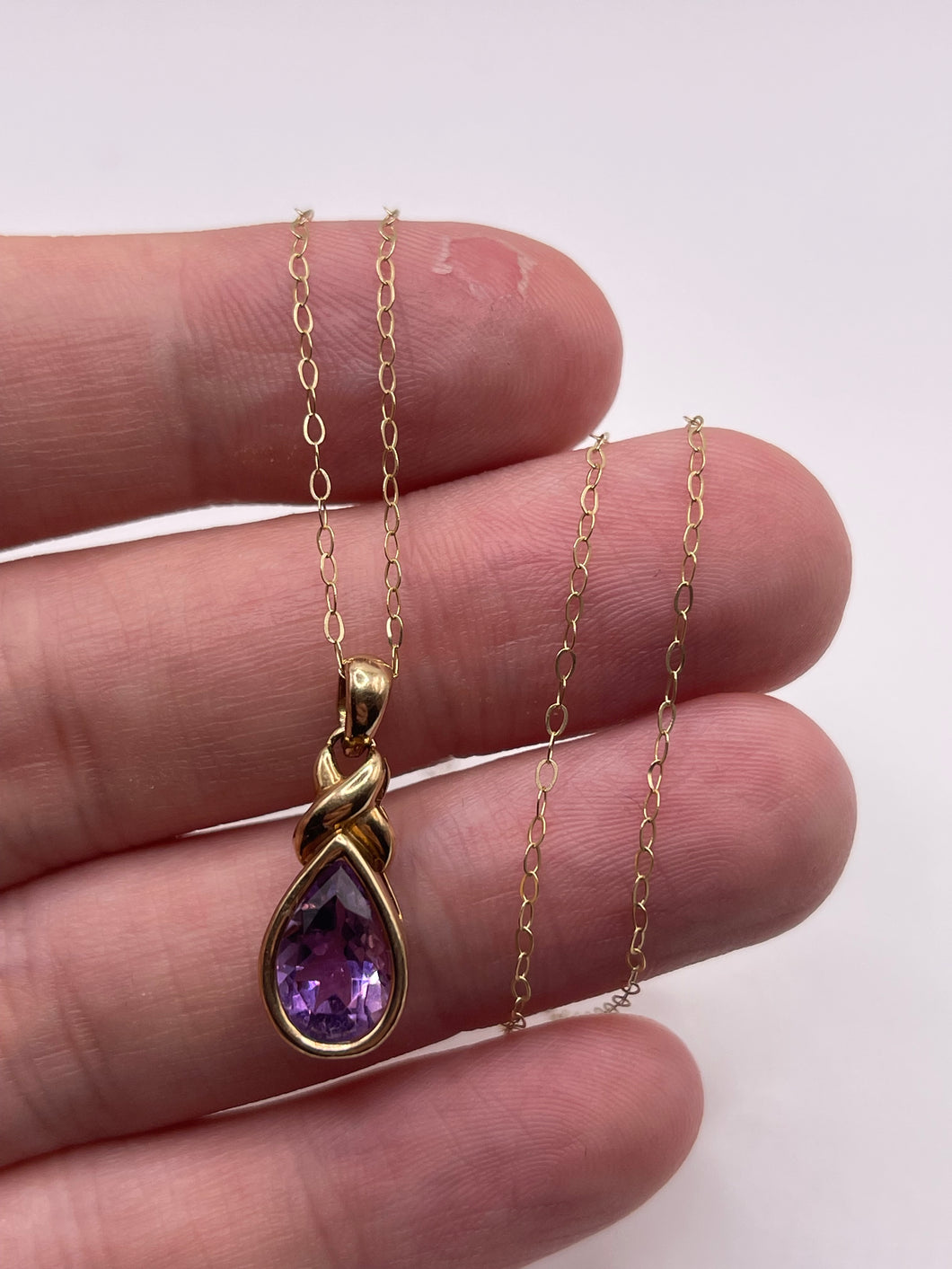 9ct gold amethyst necklace