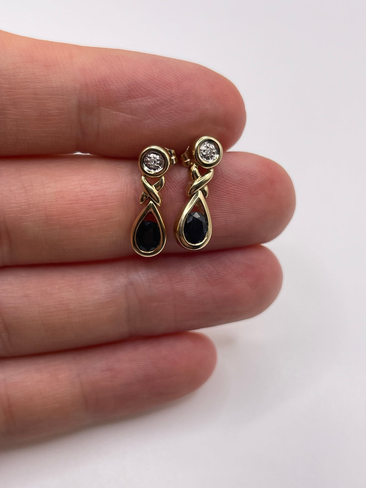 9ct gold sapphire and diamond earrings