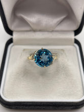 Load image into Gallery viewer, 9ct gold blue topaz and diamond ring
