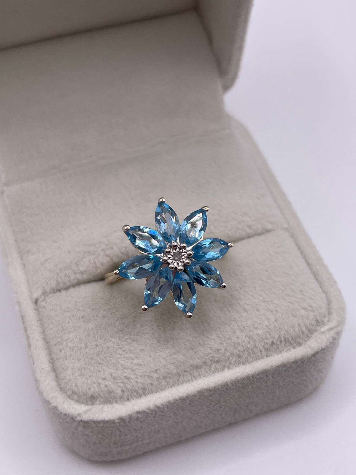 9ct gold topaz and diamond ring