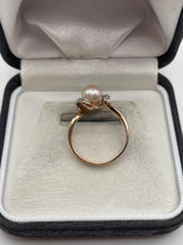 Load image into Gallery viewer, 9ct rose gold pearl and diamond ring
