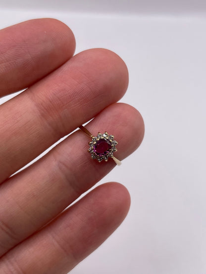 9ct gold ruby and diamond ring