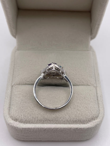 9ct white gold multi gemstone and diamond ring