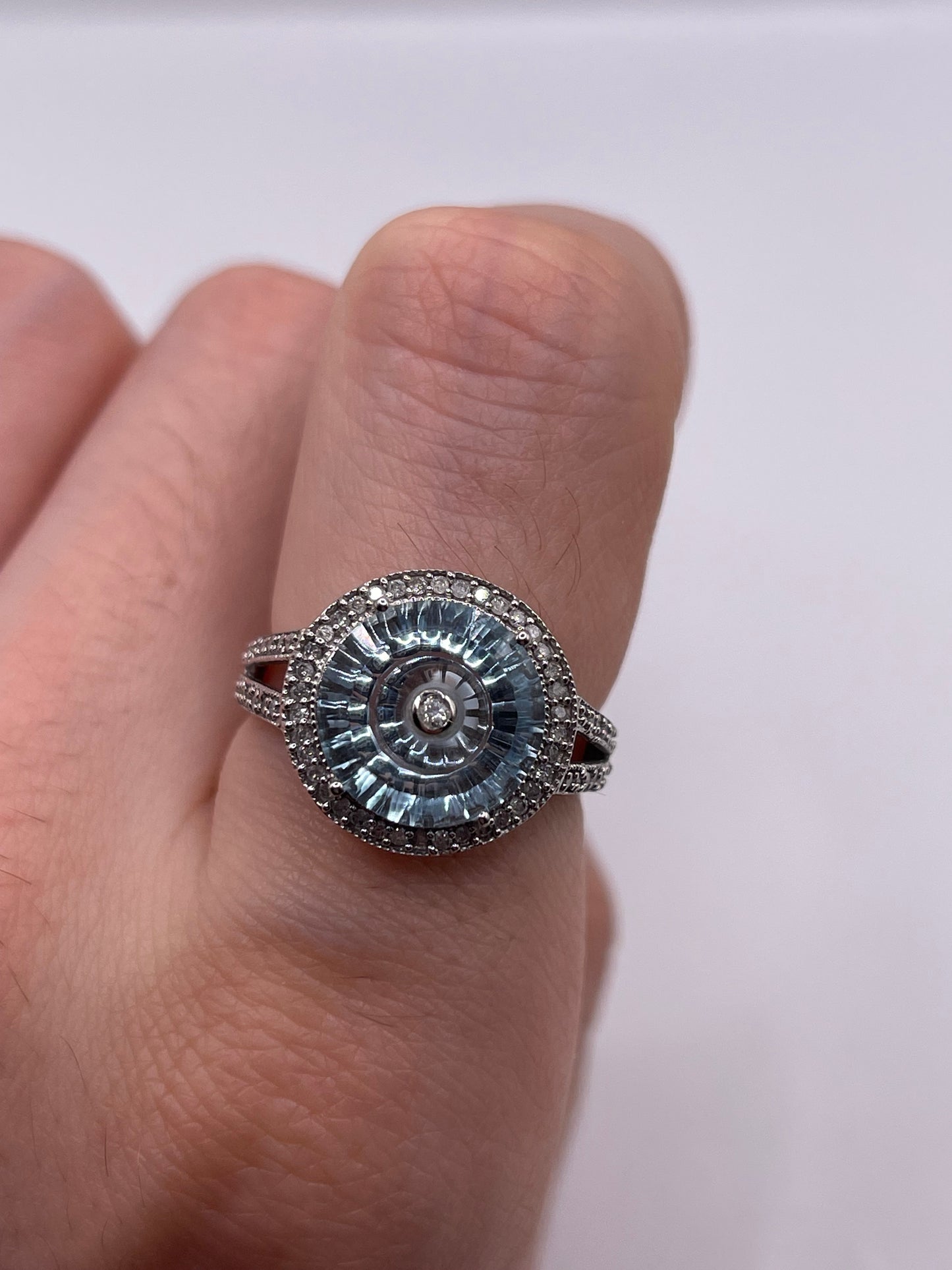 Glenn Lehrer 9ct white gold topaz and diamond ring