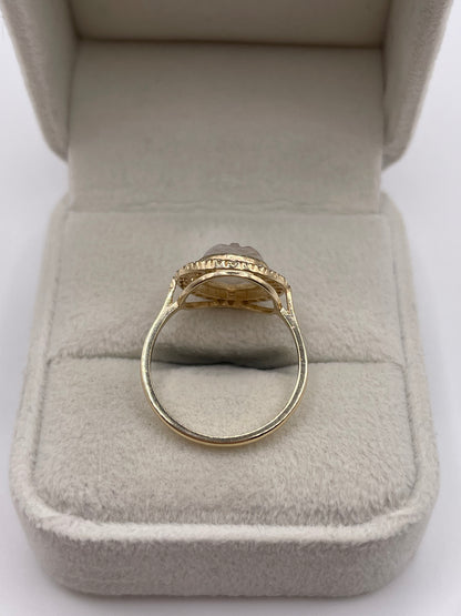 9ct gold moonstone man in the moon and diamond ring