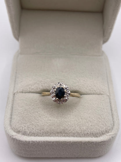 9ct gold sapphire and diamond ring
