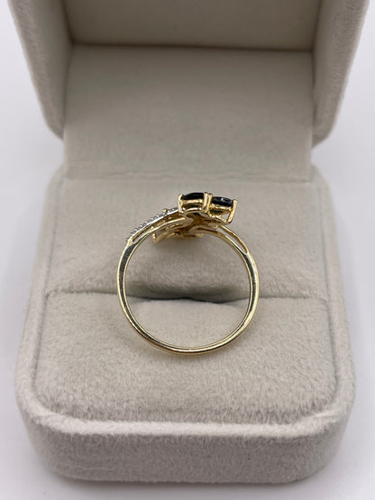 9ct gold diopside and diamond ring