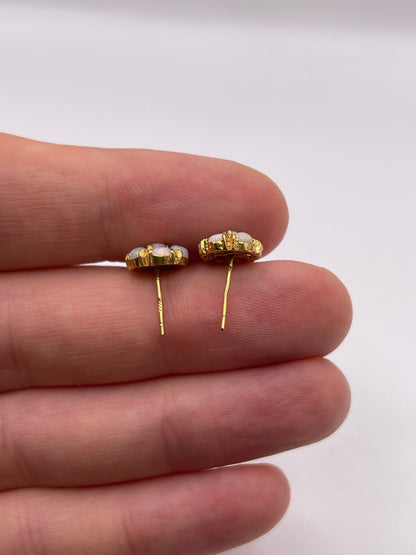 9ct gold opal cluster earrings