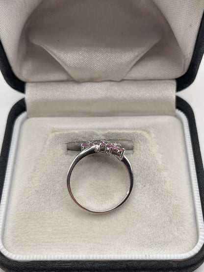 9ct white gold pink sapphire and diamond ring