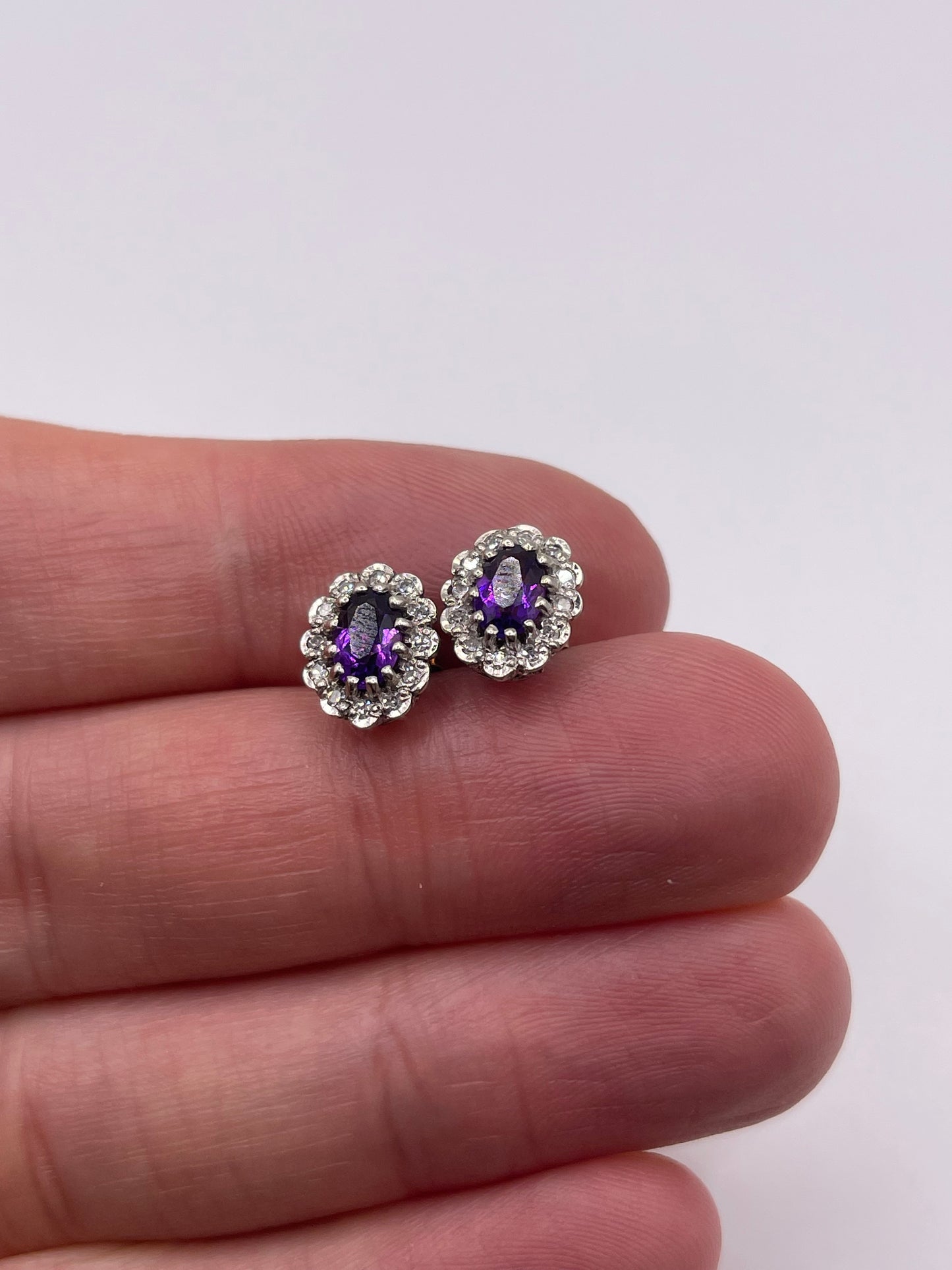 9ct gold amethyst and diamond earrings