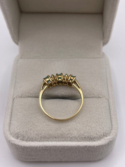 9ct gold emerald and diamond ring