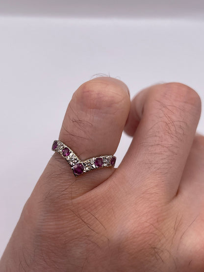 9ct gold ruby and diamond wishbone ring